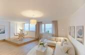 Wohnzimmer - Hochwertige Wohnung mit großartigem Ausblick aus dem 22. Stock - provisionsfrei!