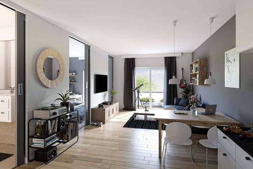 Visualisierung Wohnen / Küche - 2 Zimmer Etagenwohnung in Dresden