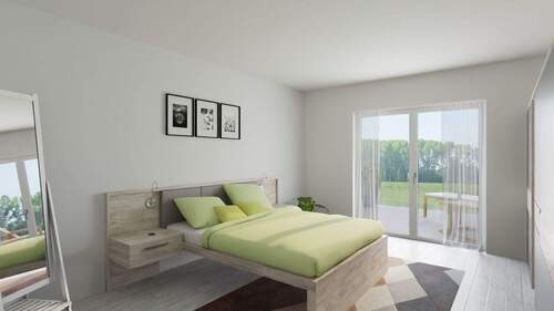 Schlafen - Achim-Uesen: Moderne NEUBAU-3-Zimmer-Wohnung mit 22 m² großer Terrasse & eigenem Gartenanteil