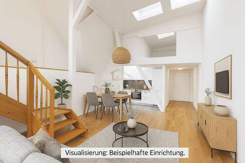 1.4 Wohnzimmer Visualisierung.jpg - Helle Dachgeschosswohnung mit offener Bauweise und hochwertiger Ausstattung in Mitte