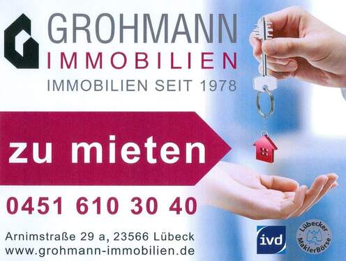 Grohmann Immobilien-seit 1978 - 3 Zimmer Etagenwohnung zur Miete in Lübeck