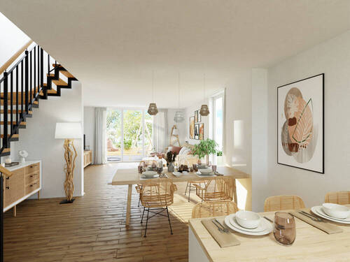 Visualisierung_Boho_Wohnzimmer - 5 Zimmer Doppelhaushälfte zum Kaufen in Uhldingen-Mühlhofen