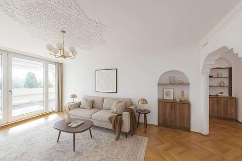 Visualisierung Wohnzimmer - Wohnen wie ein Olympiasieger - Exklusive Terrassenwohnung im Olympiadorf!