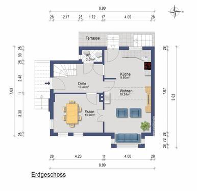 Erdgeschoss (Darstellung und Maßangaben ohne Gewähr) - 