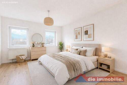 Schlafzimmer mit KI möbliert - 