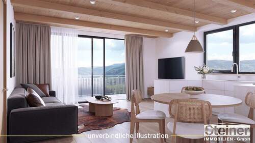Beispiel Wohnzimmer - 2 Zimmer Terrassenwohnung zum Kaufen in Garmisch-Partenkirchen
