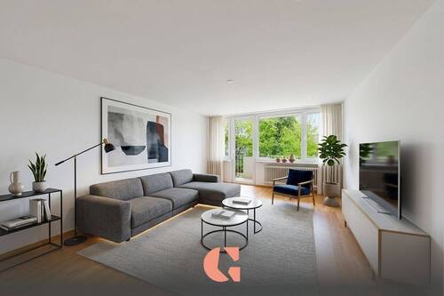 Wohnzimmer Visualisierung - Helle Wohnung mit Ostbalkon - U-Bahn nähe - Bezugsfertig