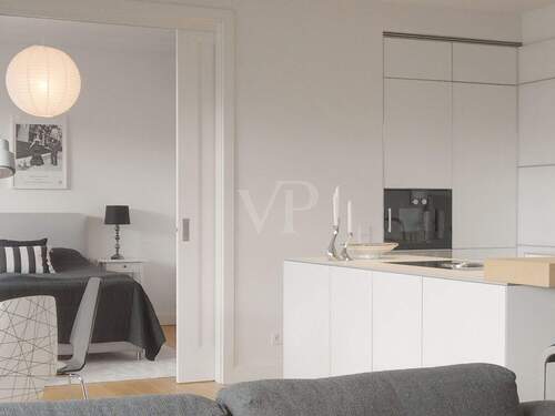 Blick zur Küche und zum Gästezimmer - 