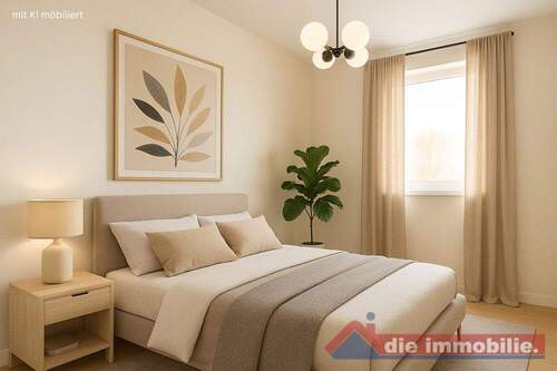 Schlafzimmer mit KI möbiliert - Etagenwohnung mit 67,50 m&sup2; in Magdeburg / Herrenkrug zum Kaufen