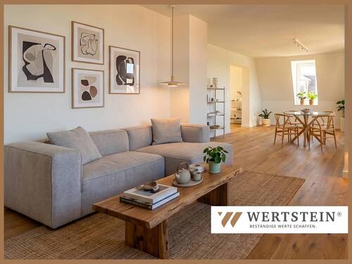 Titelbild - Exklusive Dachgeschosswohnung, 3 Zimmer, 2 Bäder, Echtholzparkett, PKW-Stellplatz und Garten