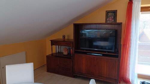Wohnbereich mit TV - 3 Zimmer Etagenwohnung in Wertach