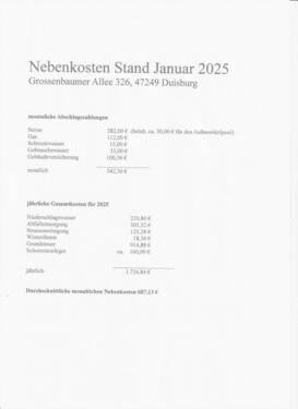 Nebenkostenaufstellung 2025 - 