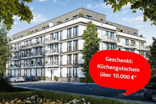 Aussenansicht Vorderseite - Neubau: gut geschnittene Wohnung im Dachgeschoss mit Stellplatz