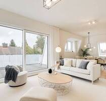 NEUBAU DG-Wohnung: Großzügige und elegant gestaltete 4-Zimmer-Wohnung mit fantastischer Dachterrasse und traumhafter Aussicht - München Trudering-Riem