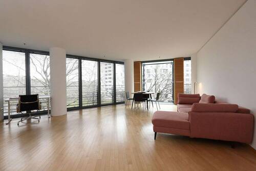 Wohnzimmer Ritz-Carlton Blick - 130 qm super-zentraler Luxus im Sony Center. Concierge + Security: Berlin Potsdamer Platz