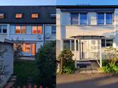 Eingang (Nord) und Garten (Süd - Familienfreundliches Reihenmittelhaus mit Südgarten in ruhiger Lage von Kirchheim - provisionsfrei