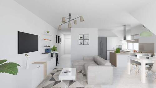 Visualisierung 1. DG Wohnen - Großzügige 4,5-Zi.-Maisonette in Ergenzingen - Balkon, TG-Stellplatz & Wohnen auf 2 Ebenen