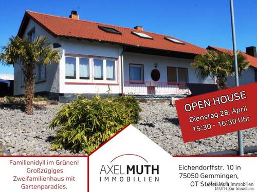 Sonnige Ansicht - OpenHouse, am Dienstag, 28.04.26 ab 15:30h-16:30h. Ruhe , Platz, Natur - Zweifamilienhaus.