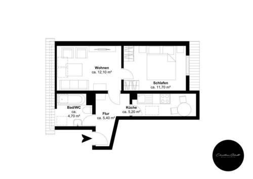 R.-Breitscheid-Str. 4, DG links - Etage 1, Ansicht 1, Schnitt 1, Einheit 1 - OJ3E1X - 2 Zimmer Etagenwohnung zur Miete in Altenburg