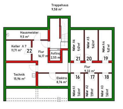 Kellergeschoss von Haus A - 