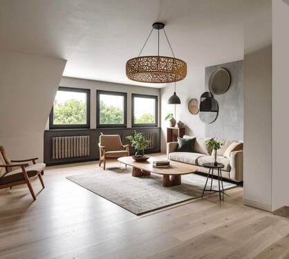 Wohnzimmer. (KI generiert) - Etagenwohnung mit 86,00 m&sup2; in Taunusstein zur Miete