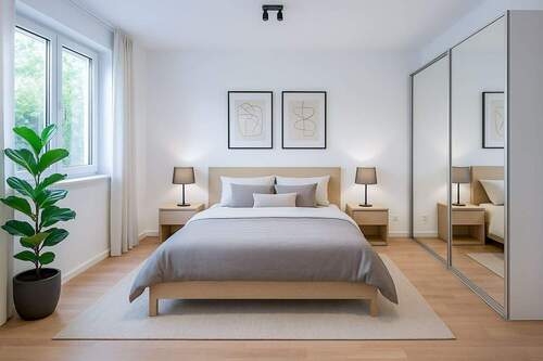 Schlafzimmer (Staged) - Etagenwohnung mit 55,00 m&sup2; in München zum Kaufen