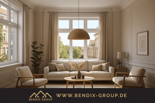 Wohnzimmer - Altbauflair neu definiert - Lichtdurchflutete 4-Zimmer-Wohnung zum Verlieben I Balkon I Kfw-Mittel