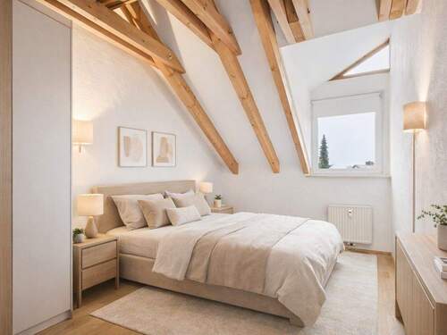 Visualisierung: Helles lichtdurchflutetes Schlafzimmer - 