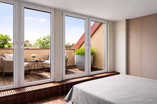 Schlafzimmer mit Terrasse. - 