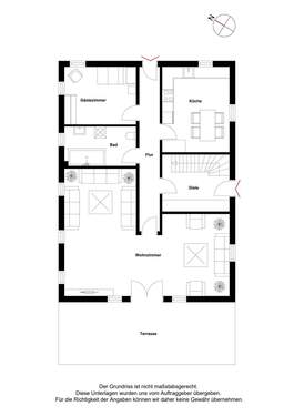 Erdgeschoss mit Beispielmöblierung - 