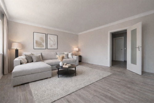 Wohnzimmer - virtually staged - 4-Zimmer-Eigentumswohnung in Aachen-Brand - modern & bezugsfrei