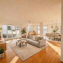 Helles skandinavisches Wohnzimmer und Essbereich - 4 Zimmer Etagenwohnung in Ravensburg