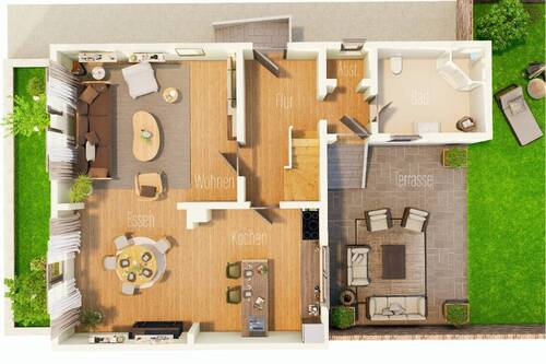 EG Aufsicht ohne Flur - 5 Zimmer Doppelhaushälfte in Gladbeck