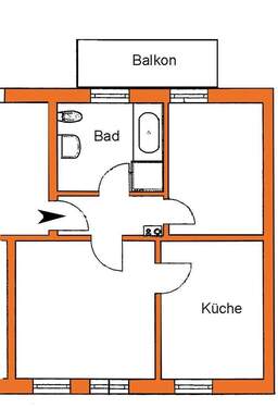 Grundris - 2 Zimmer Etagenwohnung in Magdeburg