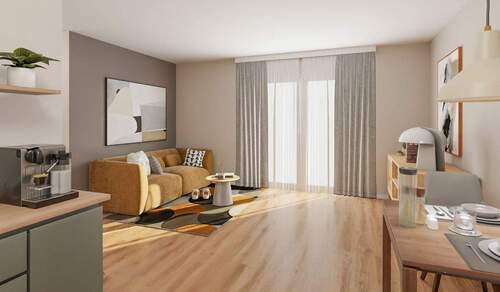 Offener Wohnbereich - Barrierefreie 3-Zi.-Wohnung im 1. OG mit Loggia und Aufzug