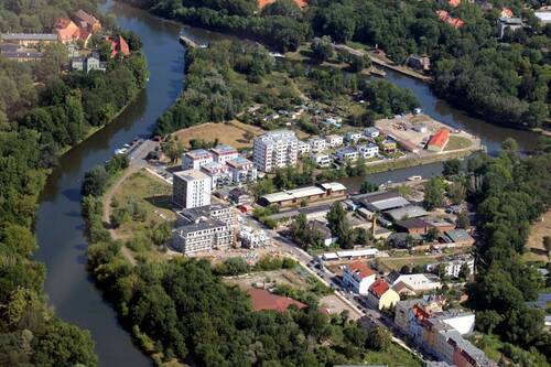 Luftbild Wohngebiet (Stand 2020) - Etagenwohnung mit 61,90 m&sup2; in Halle/Saale zur Miete