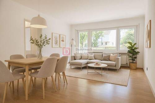 Wohn- und Essbereich - Virtual Staging - Top!! 4-Zimmer-Wohnung mit Loggia, Einbauküche und eigenem Stellplatz