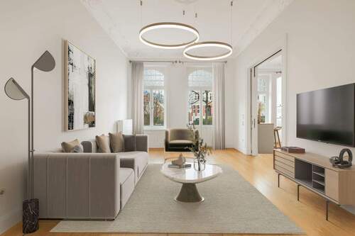 Wohnzimmer - Jugendstil-Altbau mit eigenem Südgarten in Harvestehude