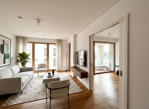 Wohnbereich Visualisierung - Moderne Zwei-Zimmer-Wohnung mit Loggia und Tiefgaragenplatz im Maintor