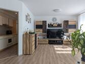 Wohnbereich mit Verbindung zur Küche - 3 Zimmer Etagenwohnung in Dietenheim / Kreuthöfe