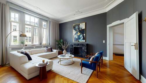 Wohnzimmer Visualisierung - Stilaltbau mit Gewerbeeinheit in gefragter Westend-Lage