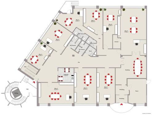 Grundriss Einzelbüros - Repräsentative Büroräume im Gewerbegebiet SW-Süd - Nähe MARKTKAUF und BAUHAUS