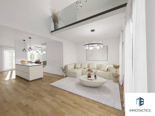 Wohnbereich / Essbereich gestaged - 8 Zimmer Doppelhaushälfte zum Kaufen in Bingen am Rhein