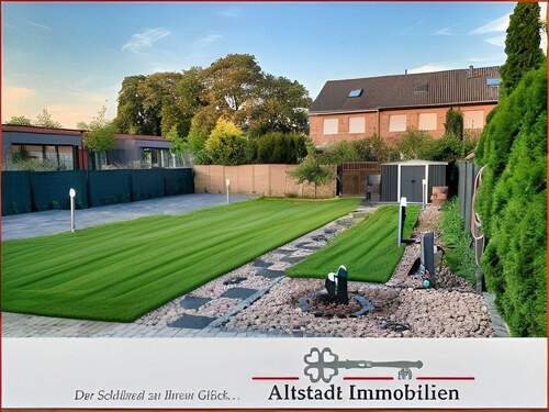 Blick von der Terrasse - -freistehendes Zweifamilienhaus mit modernem Komfort und historischem Charme- In RheinbergBorth