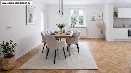 Visualisierung Esszimmer mit Küche - 5 Zimmer Einfamilienhaus in Michendorf