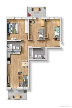 Grundriss 4 Zimmer 2329 - Moderne 4-Zi.-Wohnung im Erdgeschoss mit 2 Terrassen
