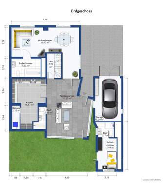 EG + Garage und Nebenraum - 