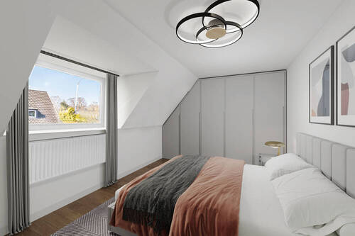 Schlafen virtuell möbliert - 3 Zimmer Einfamilienhaus in Halstenbek