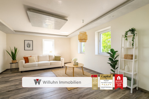 Helles Wohnzimmer - Erdgeschosswohnung mit Garten & Terasse! 