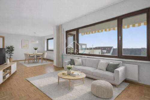 Wohnzimmer (2) KI - 3-Zimmer-Wohnung mit zwei Balkonen und Tiefgaragenstellplatz in Ostfildern-Nellingen